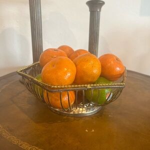 Vintage MCM Silver Plated and Gold Wire Basket